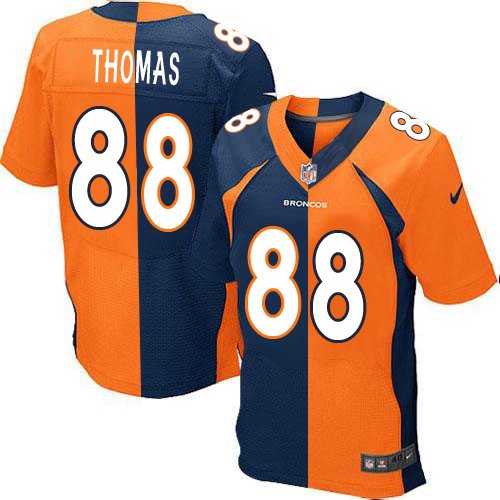 Men's Elite Demaryius Thomas Nike Jersey Orange/Navy - #88 Split Fashion NFL Denver Broncos